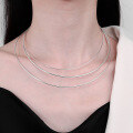 wholesale S925 Sterling Silver Circular Choker Women's Necklace Minimalist Cold Style Rigid Snake Chain DIY Creative Silver Jewelry-0-3