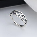 wholesale S925 Sterling Silver Woven Wrapped Ring Fashion Unique Niche Design Ins Trendy Punk Index Finger Ring for Women-0-0