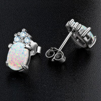 S925 Silver White Opal Earrings, Arched Design, Wholesale, Cross-border Live Sales.-Style D [Clearance Sale with Free Shipping]  925 Silver