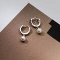 wholesale S925 Sterling Silver Synthetic Pearl Ear Clasp Korean Style Minimalist Designer High-End Luxury Hoop Earrings M0317-0-1