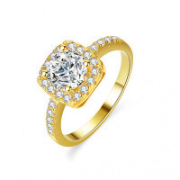 14K Gold Plated S925 Silver Ring with 1ct 6.5mm Moissanite-1 carat (set with moissanite)  20 yards