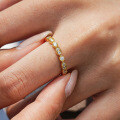 S925 Silver 18K Gold Plated Moissanite Eternity Band Ring-0-2