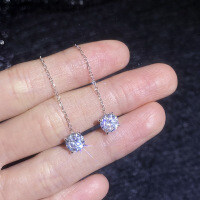 S925 Sterling Silver Moissanite Four-Prong Earrings-50 points + 50 points Moissanite  925 Silver
