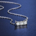 Sterling Silver Straight Row Moissanite Smile Necklace for Women-0-0