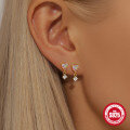 wholesale S925 Sterling Silver Marquise Heart Flat Back Threaded Ear Cartilage Stud with Sparkling Green Crystals-0-1
