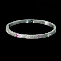 wholesale 925 Silver Gold-Plated Bracelet with High-Carbon Diamonds, Ke Ying Silver Frosted Finish, Ruby, Fashionable and Niche Versatile Jewelry for Women-Silver brushed 925 silver