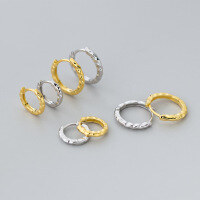 wholesale S925 Sterling Silver Fresh Sweet Ins Style Niche Design Irregular Concave-Convex Ear Clasp M05807-Gold-Pair 1.1CM