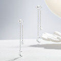 wholesale 925 Sterling Silver Chain Inlaid Diamond Star Moon Tassel Ear Studs Fashion Sweet Korean Style Elegant Earrings-0-1