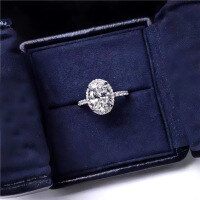 wholesale 925 Sterling Silver Proposal Pigeon Egg Ring for Women, Simulated Moissanite Diamond Ring, Light Luxury Advanced Sense, Adjustable Opening-Flashing Pigeon Egg Diamond Ring/Approximately 2.85g JZ013338