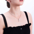 wholesale S925 Sterling Silver Cloud-Pull Jewelry Cross Pendant Necklace Full with Zircon, European and American Minimalist Style Factory Direct-0-2