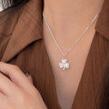 wholesale S925 Sterling Silver Crushed Ice Four-Leaf Clover Necklace for Women, Korean Minimalist Design, Luxury Advanced Scale Collarbone Chain-0-0