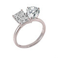 S925 Silver Moissanite 4ct Pear Crown Push Square High Carbon Stone Ring, Cross-border Stock, Empty Setting Wholesale-0-3