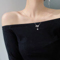 wholesale 925 Sterling Silver Bow with Petal Pendant Necklace, Women's Minimalist Design, High-End Versatile Elegant Collarbone Chain Jewelry-0-3