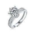 925 Sterling Silver Ring with Moissanite Six-Prong Setting, Exquisite Export Jewelry, New Women's Design, High-End Niche Style-0-3