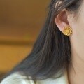 wholesale Gold-plated 925 Silver New Chinese-style Hollow Filigree Inlaid Hetian Jade Earrings, Palace-style Ear Accessories-0-3