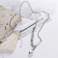 wholesale S925 Sterling Silver 3D Heart Vintage Layered Necklace Korean Style Personality Ins Minimalist Cold Chic Cool Girl Sweater Chain-0-1