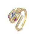 wholesale 18K Gold Plated S925 Sterling Silver Moissanite Fashionable Elegant Serpent Ring in Hot Pink-0-4