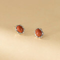 wholesale S925 silver nalan ear accessories fresh and sweet ins style design sense south red agate ear studs M06598-0-2
