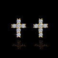 Sterling Silver Geometric Cross Moissanite Stud Earrings, Exquisite Craftsmanship for Export-0-1
