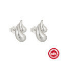 wholesale S925 Sterling Silver Geometric Smooth Double-Layer Teardrop Heart Stud Earrings, Trendy INS Minimalist-0-8
