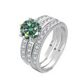 wholesale S925 Sterling Silver Three-Way Wear Premium Fashion Ring New 2-Carat Moissanite Stackable Cross-Border Hot Sale Wholesale-0-8