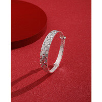 wholesale 999 Sterling Silver Baby's Breath Wide Matte Silver Bracelet for Mom, Pure Silver Jewelry Mother's Day Gift-999 silver bracelet approx. 38.5g #00108 Pure Silver