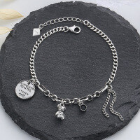 wholesale 925 Sterling Silver Korean-style Creative Multi-element Accessories Cartoon Bear Bracelet Fashion Ins Design Sense Hand Jewelry-137S/approximately 8 grams>925 silver