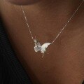wholesale S925 Sterling Silver Fine Glitter Two-Tone Brushed Butterfly Star Pendant Necklace Retro Minimalist Niche High-End Collarbone Chain-0-1
