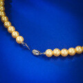 wholesale Gold-plated vintage French collarbone necklace with strong luster, perfectly round, large 8mm South Sea golden pearls-0-3