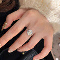 S925 Sterling Silver Crown Oval Moissanite Women's Two-Carat Ring with Adjustable Band-0-3