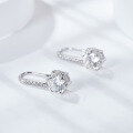 wholesale 18K White Gold Plated Classic Six-Prong Moissanite Ear Hooks for Women, New Trendy Elegant Earrings-0-2