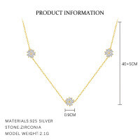 wholesale S925 Sterling Silver Flower Necklace With Zirconia Petals, A Unique And Elegant Pendant For Women-A3999-Gold 925 Silver