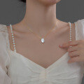 wholesale S925 silver irregular flat pearl necklace, simple and individual, women's neck accessory D9413-0-1