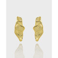 wholesale S925 Sterling Silver 626 Korean Version Ins Small and Edgy Design Minimalist Versatile Irregular Surface Texture Earrings for Women-0-0