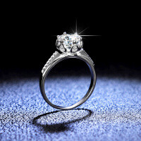 925 Silver Moissanite Ring Six-Prong Classic Setting for Women-1 carat (D color moissanite)  10 yards
