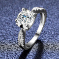 925 Sterling Silver 1ct Iris Round Brilliant Moissanite Bullhead Ring Factory Wholesale Live-0-3
