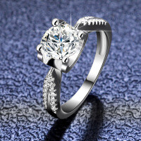 925 Sterling Silver 1ct Iris Round Brilliant Moissanite Bullhead Ring Factory Wholesale Live-1 carat (empty)  11 yards