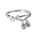 wholesale S990 Sterling Silver Adjustable Vintage Chinese Floral Peace Stand Ring for Women R01960-0-4