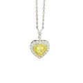 wholesale S925 Sterling Silver Red Elk Allover Yellow Diamond Heart Pendant High-End Sensation Love Necklace for Women Luxurious Full Diamond Collarbone Chain-0-4
