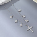 wholesale 925 Sterling Silver Cross Zircon Necklace Collarbone Chain Wholesale European and American Cross-Border Ins High-End Sense Jewelry for Women-0-5