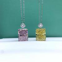 wholesale S925 silver cross-border snowflake cut necklace new style with 18k white gold plated pendant, trendy collarbone chain gift factory direct sales-12*15 Ice Flower Cut Goose Yellow>925 Silver