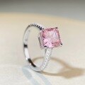 wholesale S925 Sterling Silver Colored Gemstone Ring Cherry Pink Diamond Simple Four-Prong High Carbon Diamond Ring Ice Flower Cut Ring for Women Wholesale-0-3