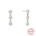 wholesale S925 Sterling Silver INS Minimalist Three-Diamond Stud Earrings,-0-4