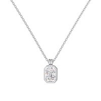 wholesale S925 sterling silver Nordic cross-border women's necklace with 8A ice-cut rectangular zirconia inlay, a stylish and elegant collarbone chain-White gold and white diamonds DY190930-SW-WH>925 silver