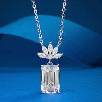 wholesale S925 Silver New 8*12 European Style Simulated Diamond Pendant Necklace Sparkling Choker-N007 White&gt;925 Silver