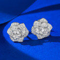 wholesale S925 Silver Full Diamond Small Camellia Rose Earrings for Women, Delicate and Versatile Style, Mu Jing Jewelry New Collection-0-1