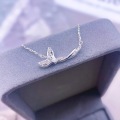 wholesale [] Maker S999 Silver Fish Tail Playful Inlaid Diamond Necklace, Fashionably Minimalist, Unique Niche Design, High-End Sense Collarbone Chain-0-0