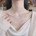 wholesale S925 sterling silver geometric sphere thin chain multi-layer necklace, edgy punk street fashion collarbone chain-0-0