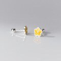 wholesale S925 sterling silver small fresh yellow flower threaded stud earrings sweet student women's earrings M04074-0-3