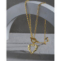 wholesale S925 Sterling Silver 425 Korean Version Ins Small Design Minimalist Versatile Heart Ballpoint Chain OT Buckle Textured Necklace for Women-0-1